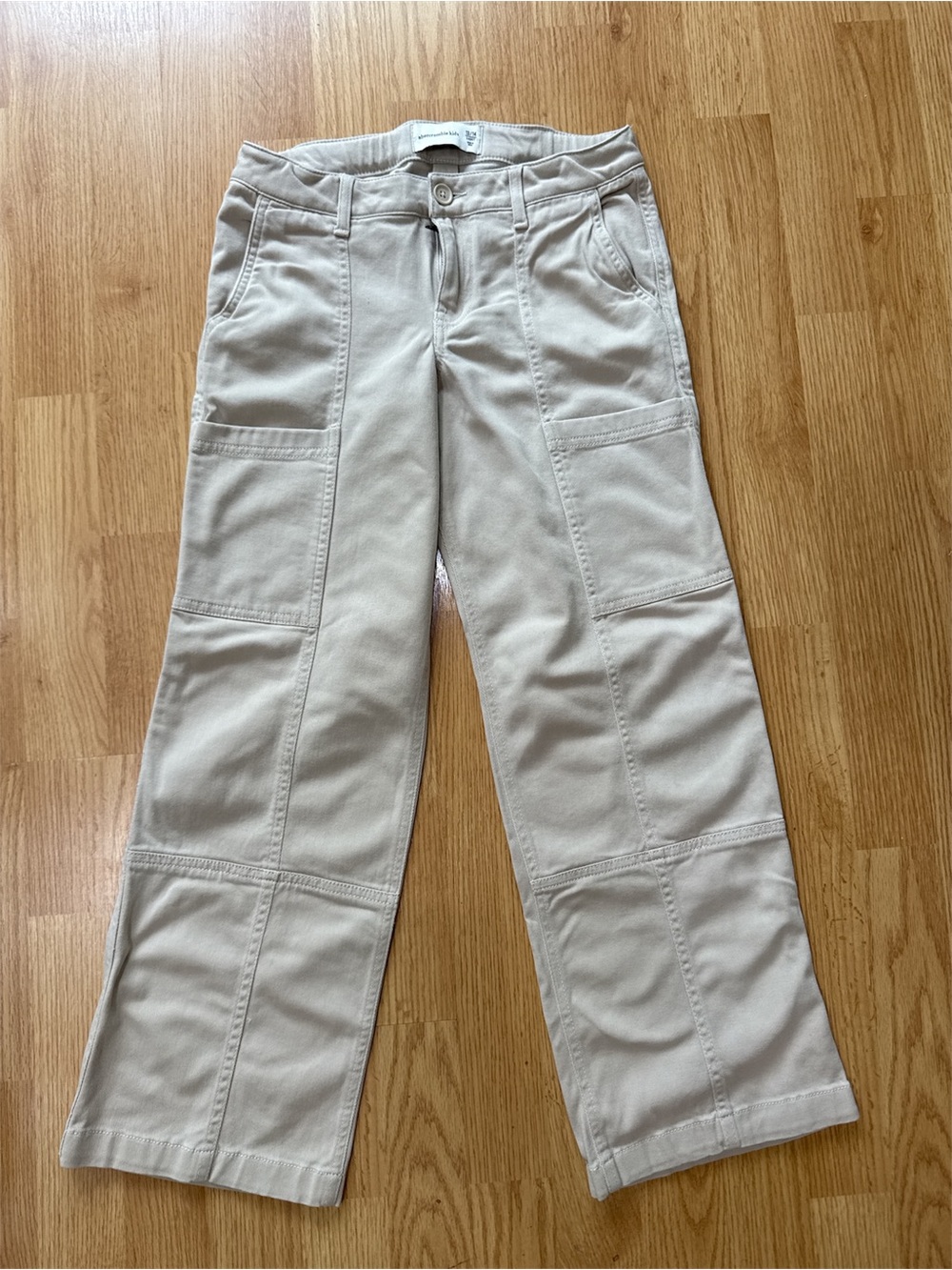 Abercrombie Kids Girls Utility Wide Leg Pants Beige Size 13/14 Short NWOT